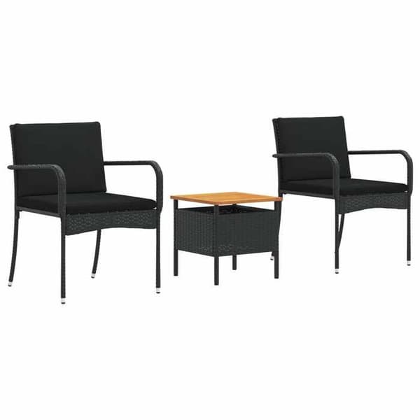 vidaXL Trädgårdsset Svart polyrotting 42025109