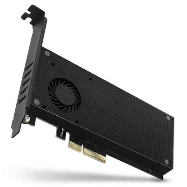 AXAGON ECO PCIE NVME+NGFF M.2 Adapter. med Cooler för att ansluta upp till två M.2-hårddiskar till en