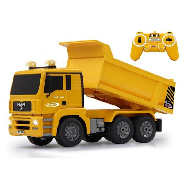MAN 2,4 GHz 1:20 Fjärrkontroll Dumper - JAMARA - Realistiskt motorljud - Gula LED-lampor Flerfärgad