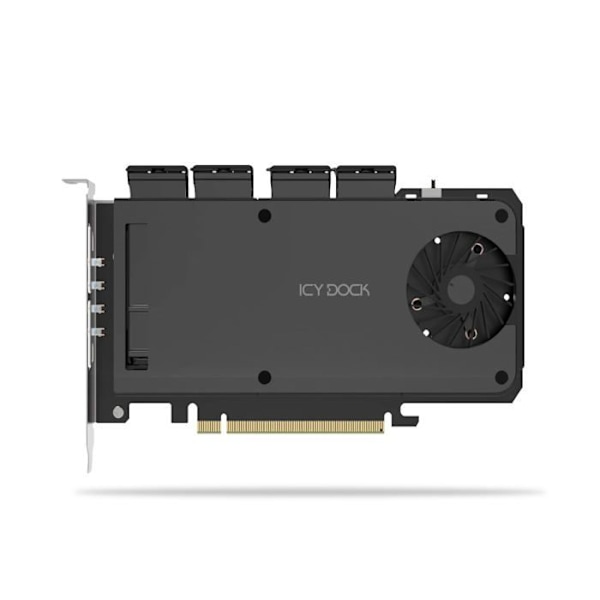 M.2 NVMe-adapter - Icy Dock - 4 x SSD - PCIe 4.0 x16 - 64 Gbps - Verktygslös installation