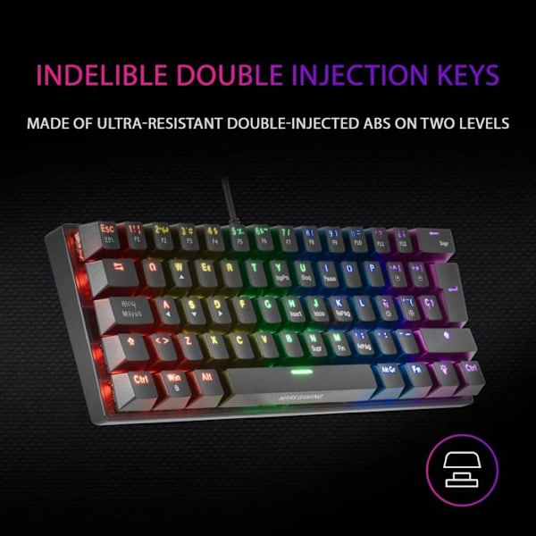 Gaming Tangentbord - MARS GAMING - MK60 RGB - Svart - Blue Switch - Anpassningsbart RGB-belysning