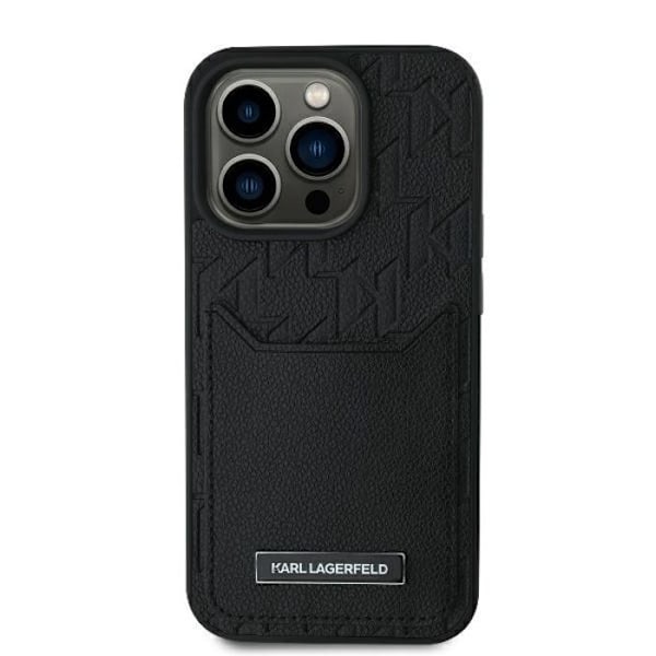 Coque Karl Lagerfeld kortfack monogram för iPhone 16 Pro Max (svart)