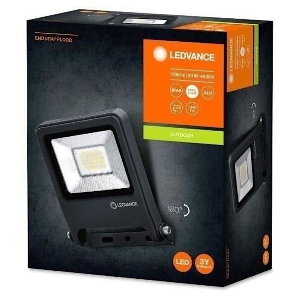 LED-projektor utomhus - LEDVANCE - ENDURA FLOOD 20w - Mörkgrå - 1700 lumen - 4000K Mörkgrå