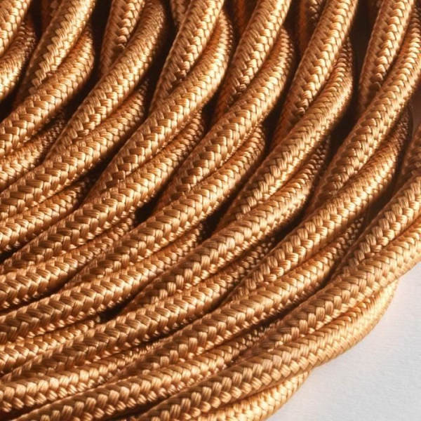 KLARTEXT LIGHT Flätad textilkabel för belysning 3 x 0,75 mm Brons 3 m Maximal säkerhet mot stötar. -