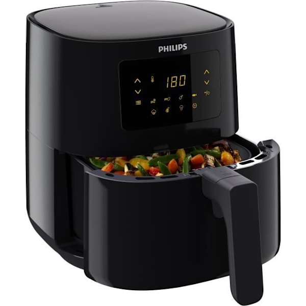 Philips Essential Airfryer, 13 förinställda funktioner, diskmaskinsäkra element, 0,8 kg, svart (HD9252/90) Svart