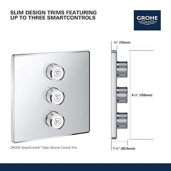 GROHE Grohtherm SmartControl Kontrollpanel 3 uttag, krom - 29127000