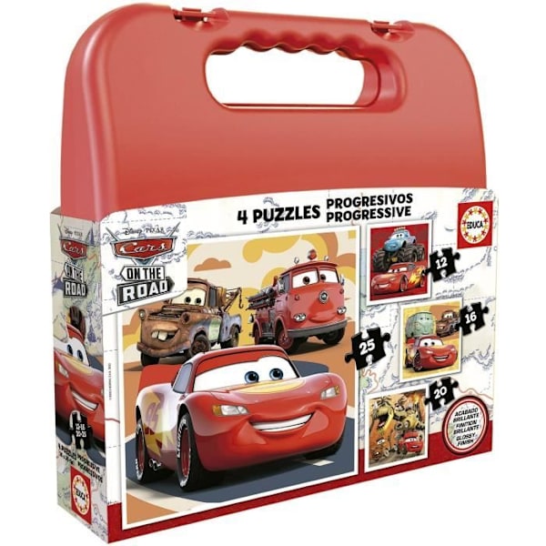 CARS progressivt pussel - Etui med 4 pussel - Educa® - 12-16-20-25 bitar Flerfärgad