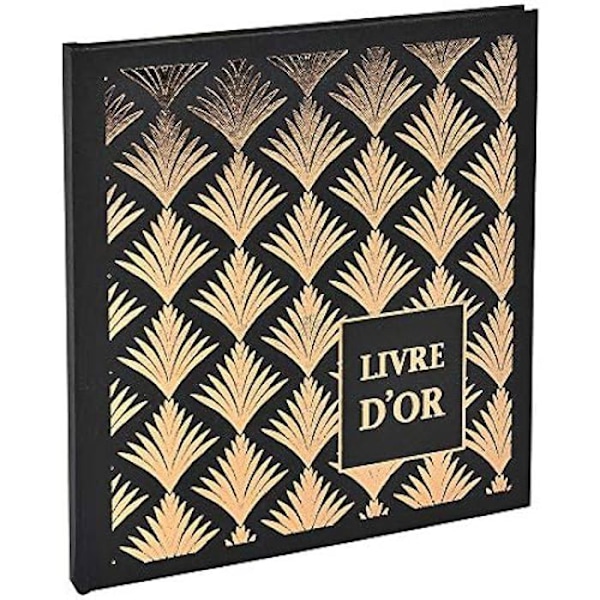 Gästbok - EXACOMPTA - Ref. 9512E - Fyrkantig format 21 x 19 cm - 140 sidor - Roséguld präglad Palmyre svart palmträ