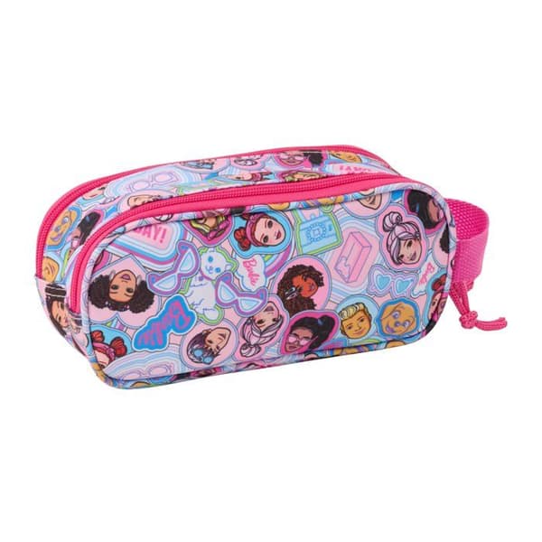 Tredubbel 3D necessär för barn - safta - 21x6x8 cm - Rosa - Polyester - Dragkedja - Karikatyr - Rymlig - Lätt