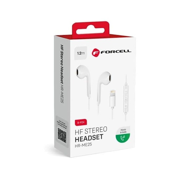 Hörlurar - Forcell hörlurar / Stereoheadset för Apple iPhone Lightning 8-pinnar vit HR-ME25