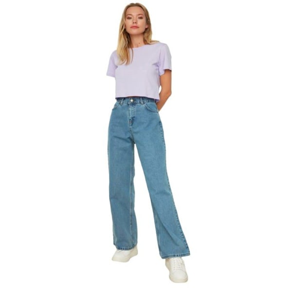 Jeans Trendyol - TWOAW22JE0794 - Blue High Wade Wide Leg Jeans Dam Blå 34