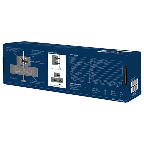 arctic arctic wandhalterung z+1 pro gen.3 monitorarm-erweiterung noirEcran Arctic Wandhalterung Z+1 Pro Gen.3