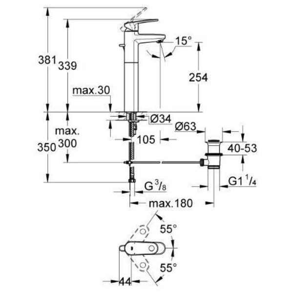 GROHE Europlus Tvättställsblandare med upphöjd pip 32618002 (Tyskland Import)