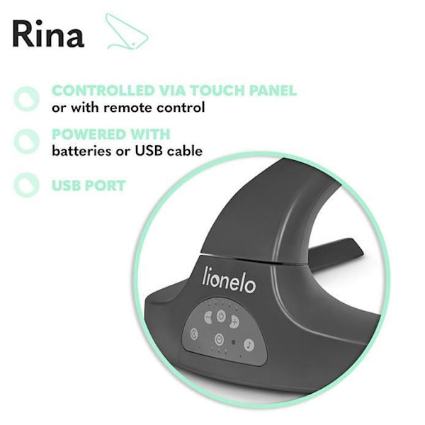 LIONELO Rina 2in1 gung och solstol - Grå - 360° vridbar sits - Automatisk gunga - 12 melodier Grå