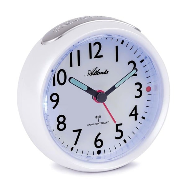 Klocka - Atlanta pendel - 1850/0 - 1850-0 Icke-tickande väckarklocka med analog nattlampa Vit