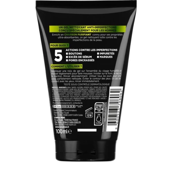 L'OREAL PARIS Men Expert Skincare 5-i-1 Multi-Purifying Cleansing Gel - 100 ml