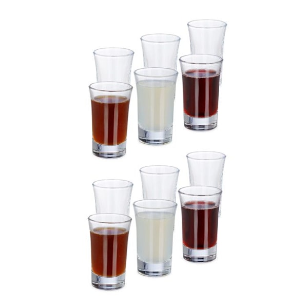 Relaxdays snapsglas, set om 12, snapsglas, 2 cl, matsmältningsglas, espresso, snaps, snapsglas, klara transparent