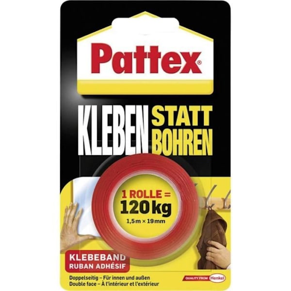 Pattex PXMT2 dubbelhäftande tejp vit (L x B) 1,5 m x 19 mm 1 spole(ar)