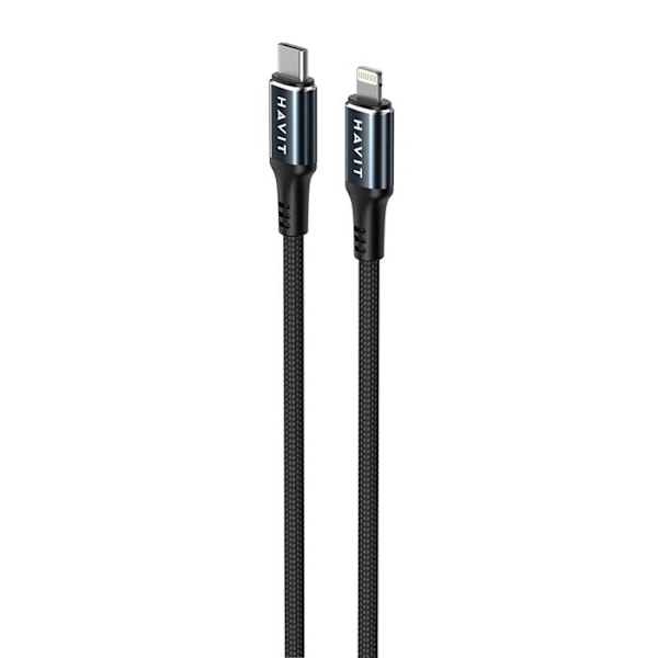 Snabb laddningsdatakabel, Typ-C, PD30W, 1 m - Havit (CB6311) - Svart / Blå
