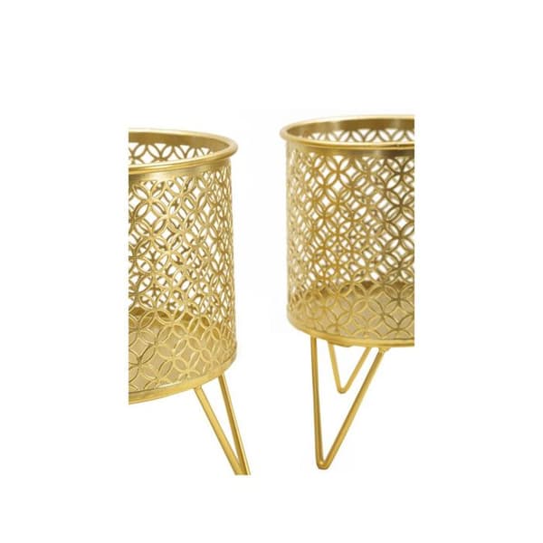 Set med 2 Design Blomkrukor "Ceci" 20cm Guld guld-