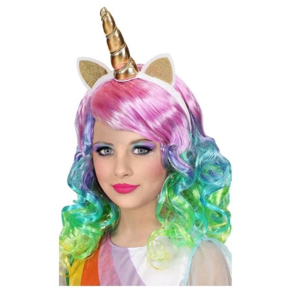 Färgglad Unicorn peruk för barn för karneval och kläder eller temakvällar. Alla djurtillbehör
