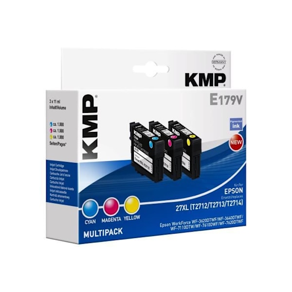 KMP MULTIPACK E179V bläckpatroner för Epson - Paket med 3 - Gul, Cyan, Magenta