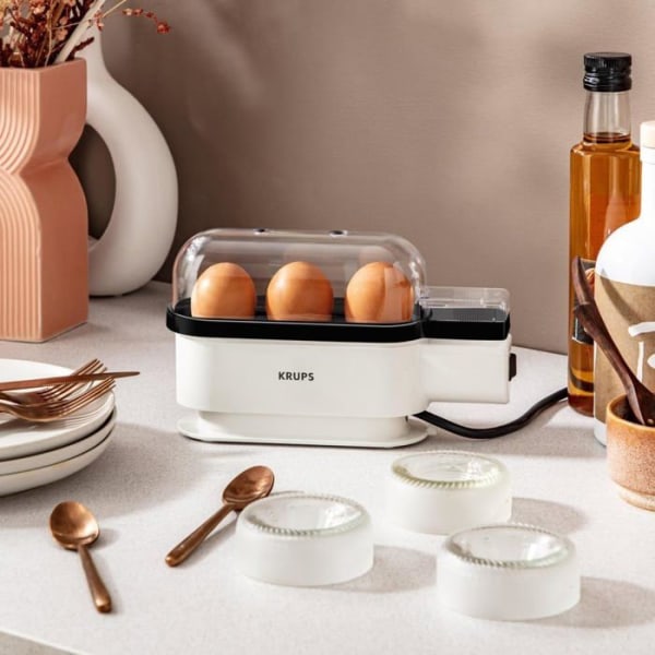 Krups - EG2341 - Ovomat 15 Trio Äggkokare med vattenmätkopp och äggperforator, hörbart pip BPA-fritt