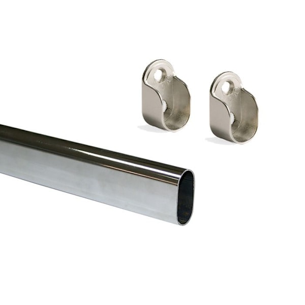 Rails för skåp - Emuca - Paket med 2 - 30x15mm - Stål och Zamak - Förkromad 0,95m Krom