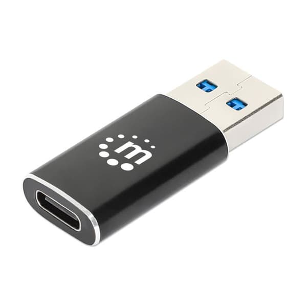 USB 3.2 Gen 2-adapter - Manhattan - Typ A till Typ C - 10 Gbit/s - Svart aluminium