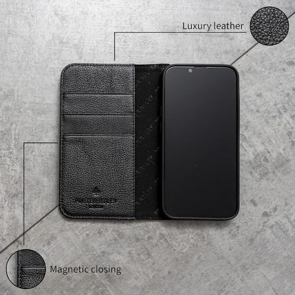Skydd för Samsung Galaxy S20 Plus - Porter Riley - Äkta läder - Ren svart - Magnetisk - Strukturerad Ren svart