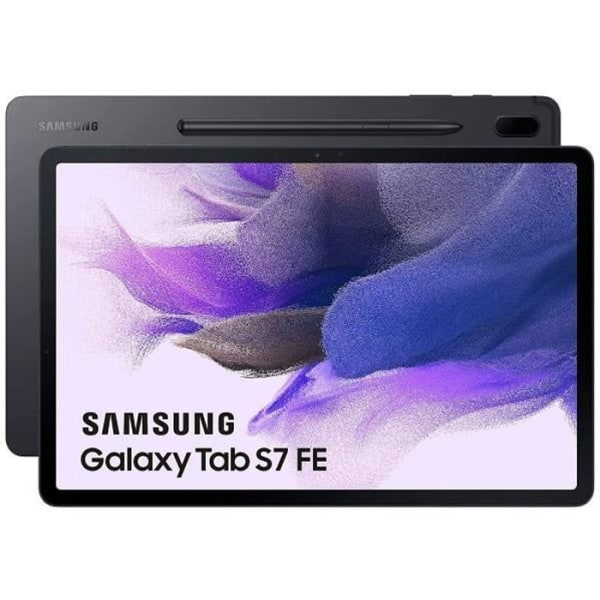 Samsung Galaxy Tab S7 FE surfplatta i Mystic Black, 12,4" Quad HD+-skärm, 2560 x 1600 pixlar, Android, WiFi, Octa-core CPU