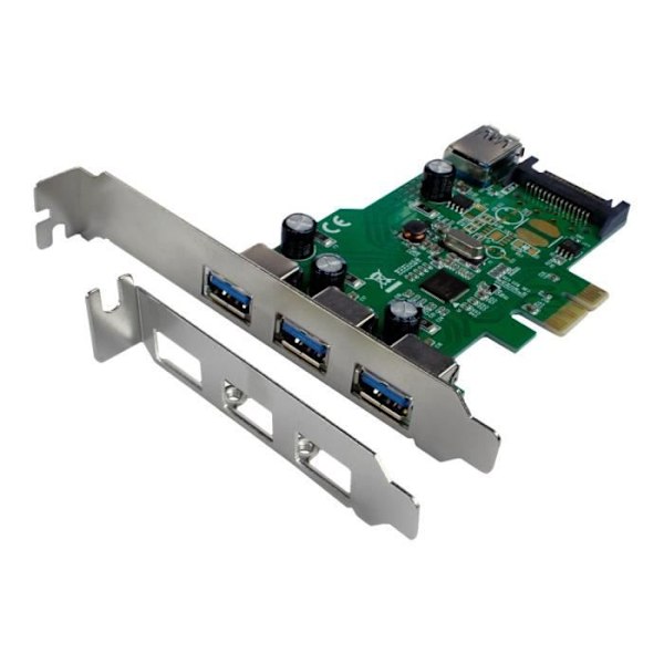 ConnectLand PCIE-USB3-3+1P-RENESAS - USB-adapter - PCIe 2.0 liten formfaktor - USB 3.0 x 4 Grön
