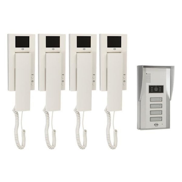 SMARTWARES Komplett kit för färgvideointercom 2,4" kablet för 4 lägenheter VD64