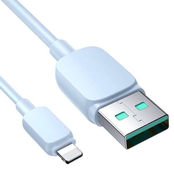 USB-A - Lightning-kabel 2,4 A för iPhone, 1,2 m, blå