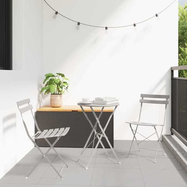 vidaXL Bistroset 3 delar Fällbar Beige Stål 42002971