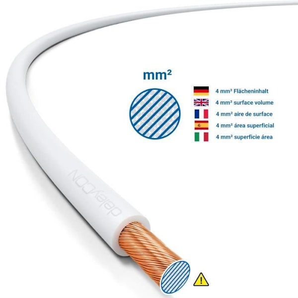 Högtalarkabel - deleyCON - 2x 4,0mm² - Aluminium CCA - 50 meter - Vit Vit