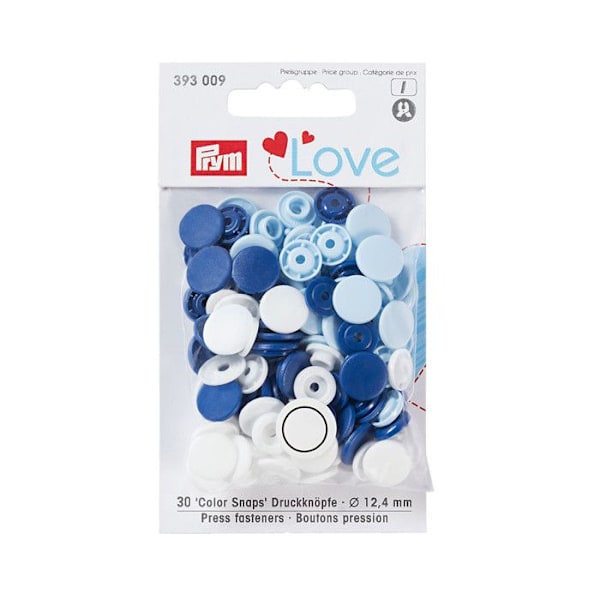 Tryckknappar - Sortiment - 12,4 mm - Tvättbar 60°C - 30 stycken - Polyeten blå