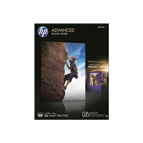 HP Advanced glättat fotopapper glättat 130 x 180 mm 25 ark fotopapper för Deskjet 2050 J510; Officejet 6000 E609;...