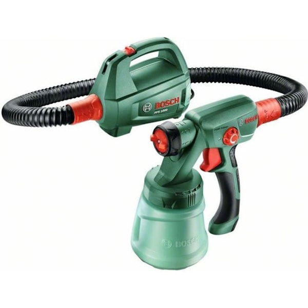 BOSCH färgpistol - PFS 1000 - Sprayar träfärg, bets eller lack - 800 ml hink - 2 munstycken Grön