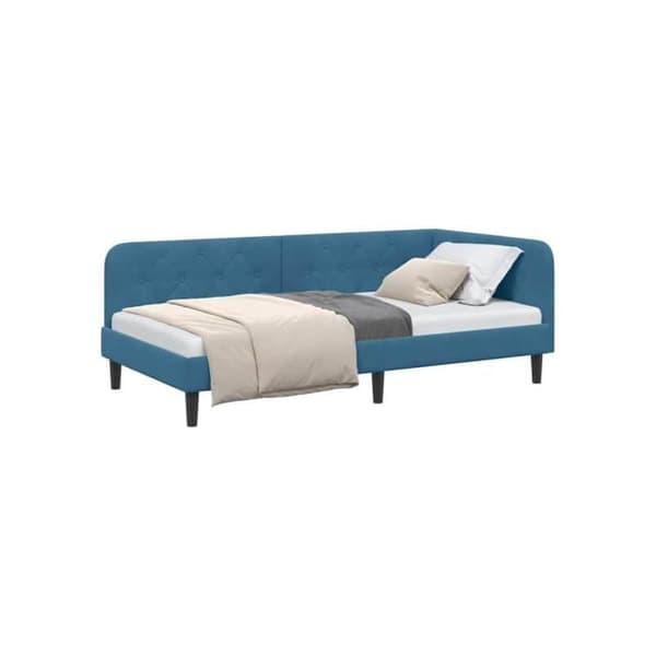 Sängram i sammet - vidaXL - Blå - 100x200 cm - L-design - Mångsidig bäddsoffa - Ramlists Blå