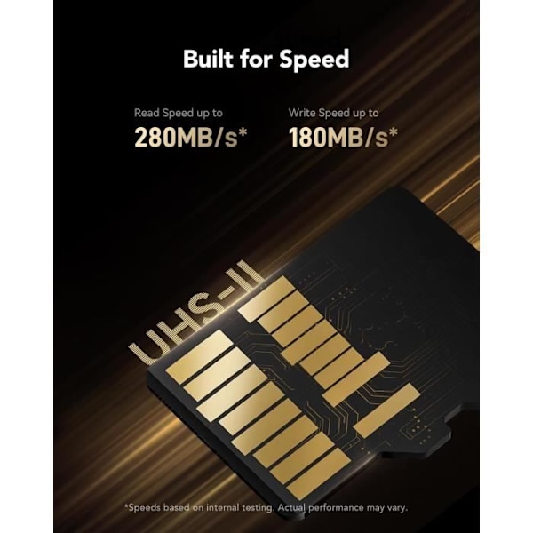 Lexar GOLD Micro SD-kort 256Go, microSDXC UHS-II minneskort, microSD-kort V60, U3, A1, C10, läsning upp till 280Mo/s, för dro