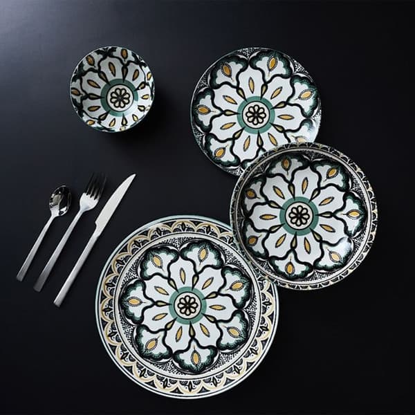 Tallrik - Hem Deco Fabrik - Mandala - Grön - ø26 Cm