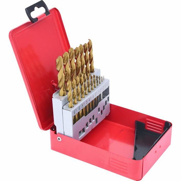 Borr - Ks-verktyg - 330.4610 - Set med spiralformade bitar HSS TiN i acero casete 19 pzs. 1-10 mm