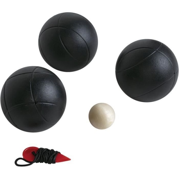 Out2Play O2P petanquebollar - set med 3 - räfflad metall - svart/vit