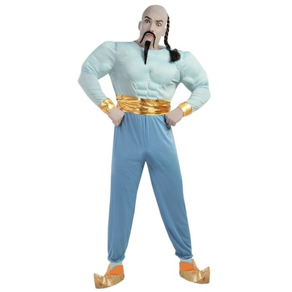 Genie of the Aladdin Lamp Costume - Blå vadderad kostym med guldbälte - One Size