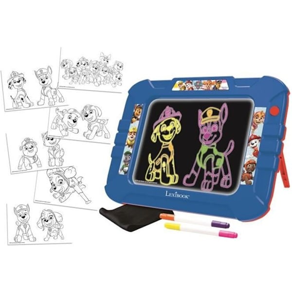 Paw Patrol neon lysande rittavla - LEXIBOOK - 6 färgmodeller Blå