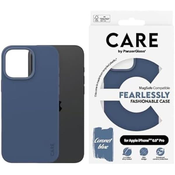 Coque - PANZERGLASS - iPhone 16 Pro Max - Skydd mot fall 1,2 m - Repfria - MagSafe Kompatibel Blå