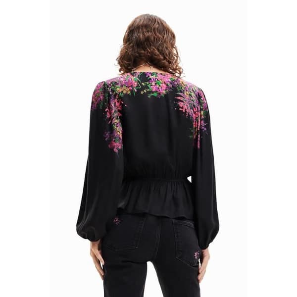 Desigual digital blommig crossoverblus för kvinnor nigga jag
