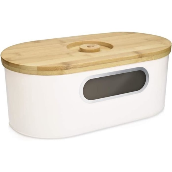 Brödbox - NAVARIS - 34,2x18,6x13 cm - Lock i Bambu - Modern Design Bambu, stål