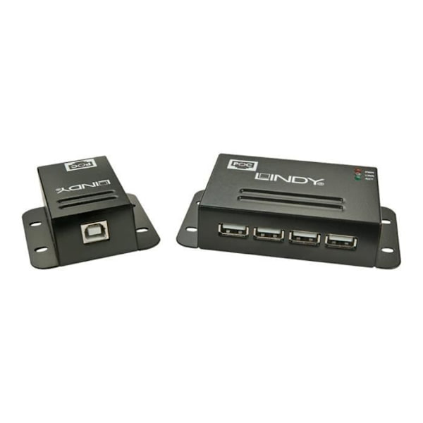 LINDY USB 2.0 Cat.5 förlängningssats 50m - Power over RJ45 - 4 portar Svart